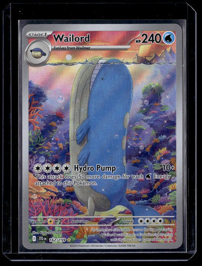Wailord 162/159 Journey Together Illustration Rare Pokémon Card – front view
