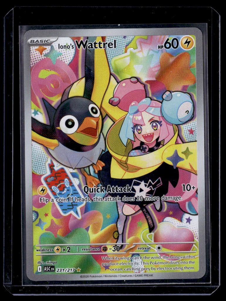 Iono's Wattrel 231/217 Pokemon TCG Ascended Heroes Illustration Rare – front view