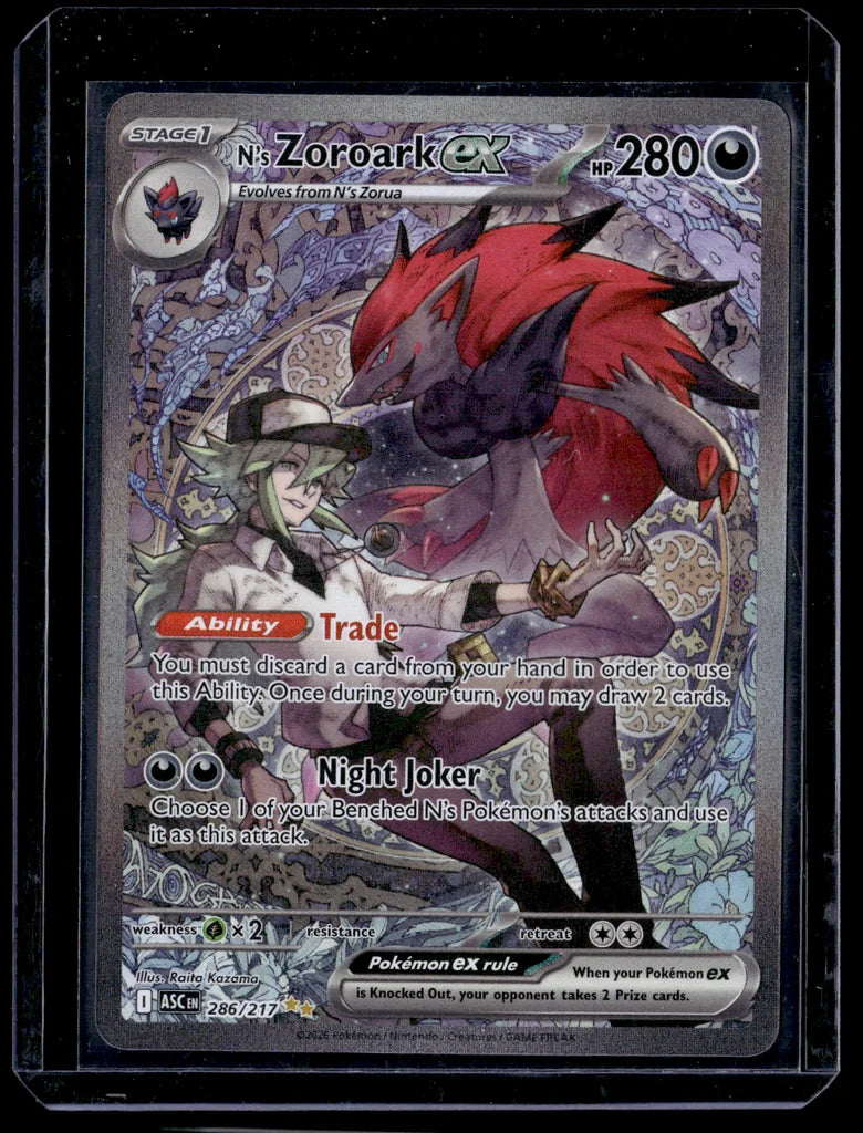 N's Zoroark ex #286/217 Ascended Heroes Pokemon TCG Near Mint – front view