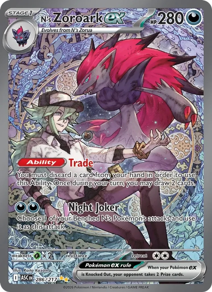N's Zoroark ex #286/217 Ascended Heroes Pokemon TCG Near Mint – photo 3 of 3