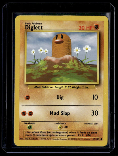 Diglett 47/102 Base Set Common - Pokémon Trading Card (Near Mint) – front view