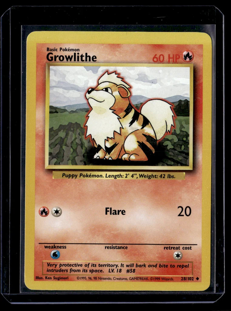 Growlithe 28/102 Base Set Pokémon Trading Card Lightly Played – photo 2 of 3
