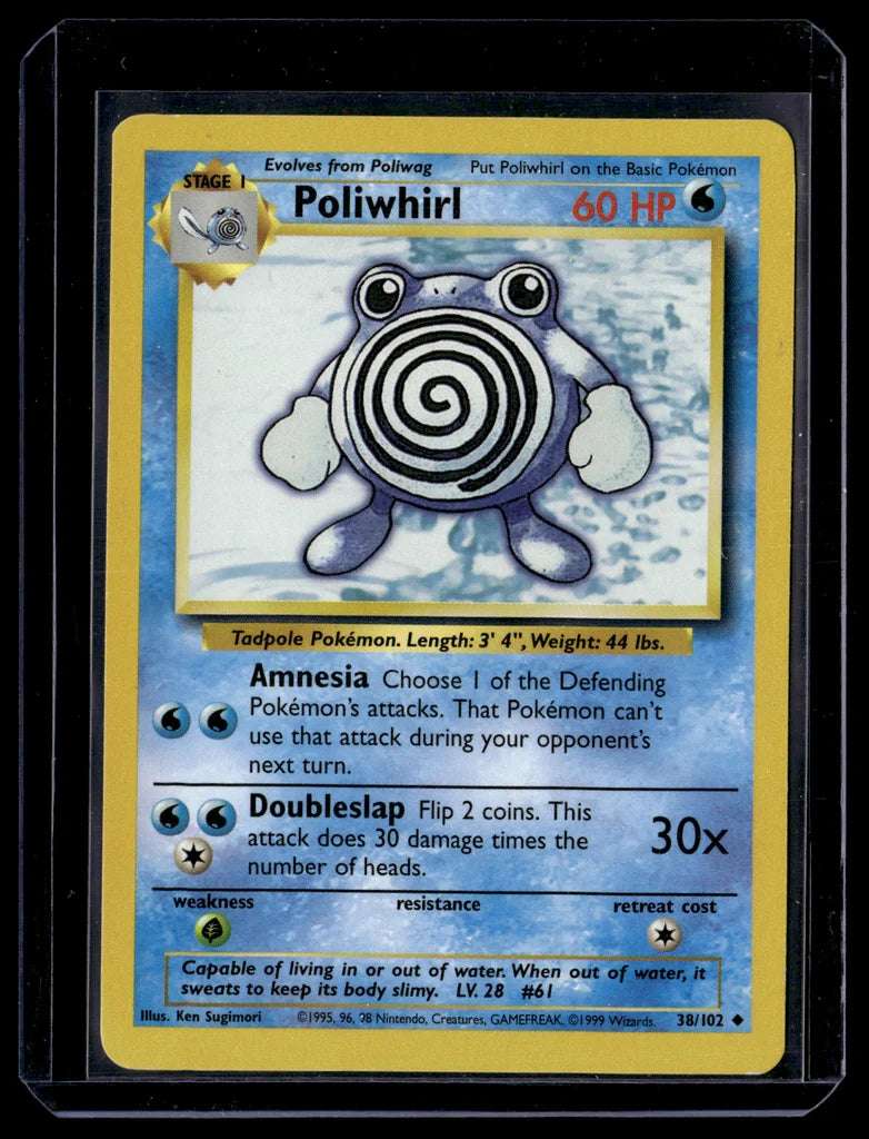 Poliwhirl 38/102 Base Set Pokémon Trading Card - Near Mint – front view