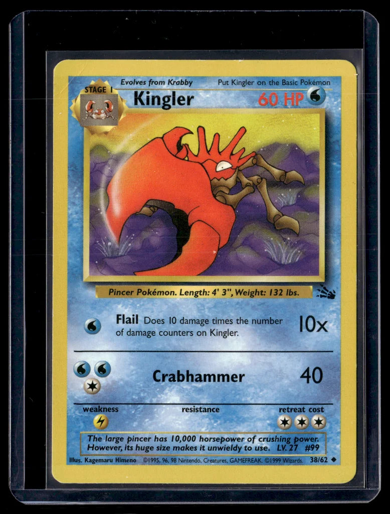 Kingler 38/62 Fossil Pokémon TCG Uncommon Lightly Played – front view