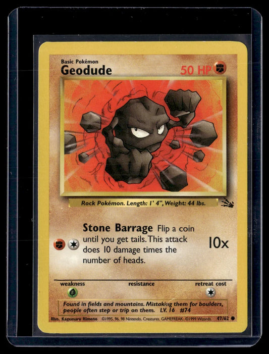 Geodude 47/62 Fossil Common Pokémon Trading Card Near Mint – front view