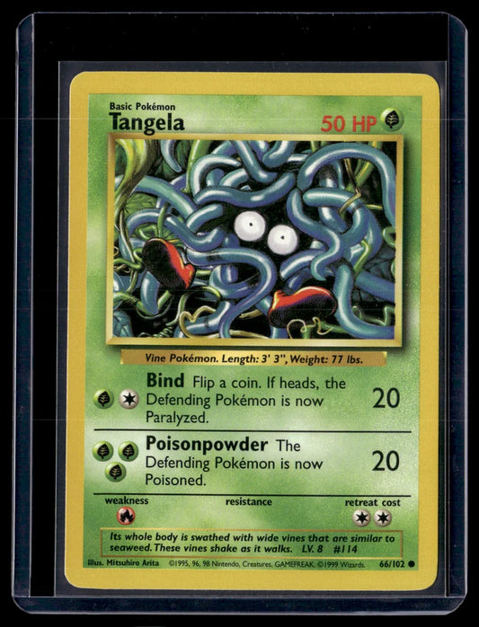 Tangela #66/102 Base Set Common Pokémon Trading Card Near Mint – front view