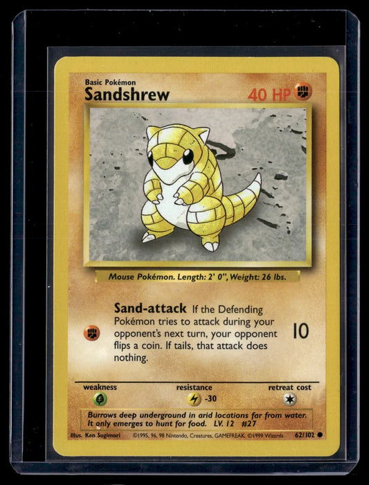 Sandshrew 62/102 Base Set Pokémon TCG Common - Moderately Played – front view