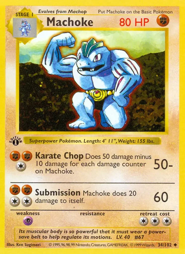 Machoke 34/102 Base Set Uncommon Pokémon TCG Single - Lightly Played – photo 3 of 3