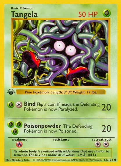 Tangela #66/102 Base Set Common Pokémon Trading Card Near Mint – photo 3 of 3