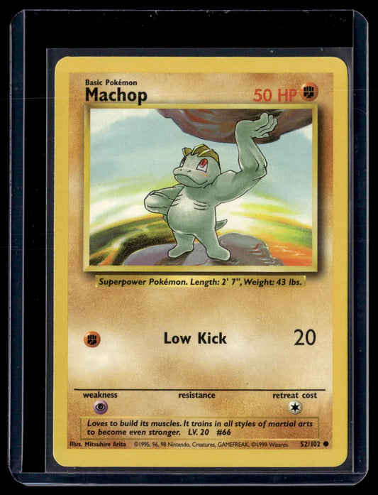 Machop 52/102 Base Set Common Pokémon Trading Card Near Mint – front view