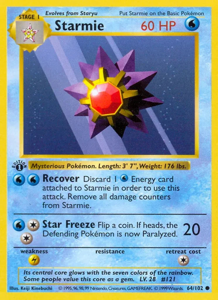 Starmie 64/102 Base Set Common Pokemon TCG Single Near Mint – photo 3 of 3
