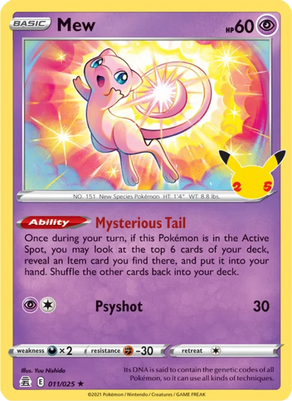 Mew 11/25 Celebrations Holo Rare Pokemon TCG Single Near Mint – photo 3 of 3
