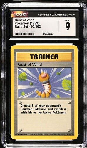 Gust of Wind 1999 Pokémon Base Set CGC 9 Mint Trading Card – front view
