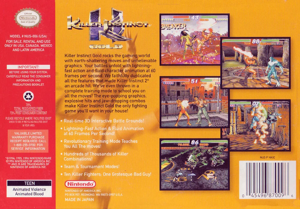 Killer Instinct Gold for Nintendo 64 – photo 4 of 5