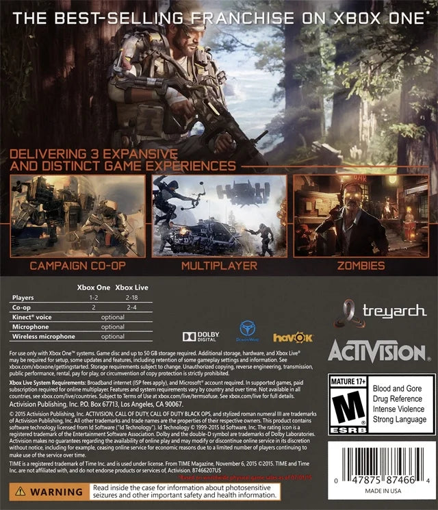 Call of Duty: Black Ops III for Xbox One - Complete In Box – photo 3 of 3