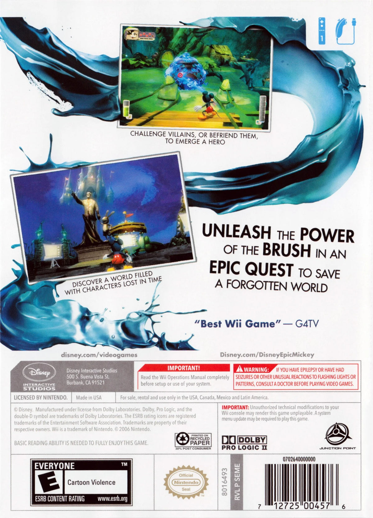 Disney Epic Mickey for Nintendo Wii, Game Only – photo 2 of 2