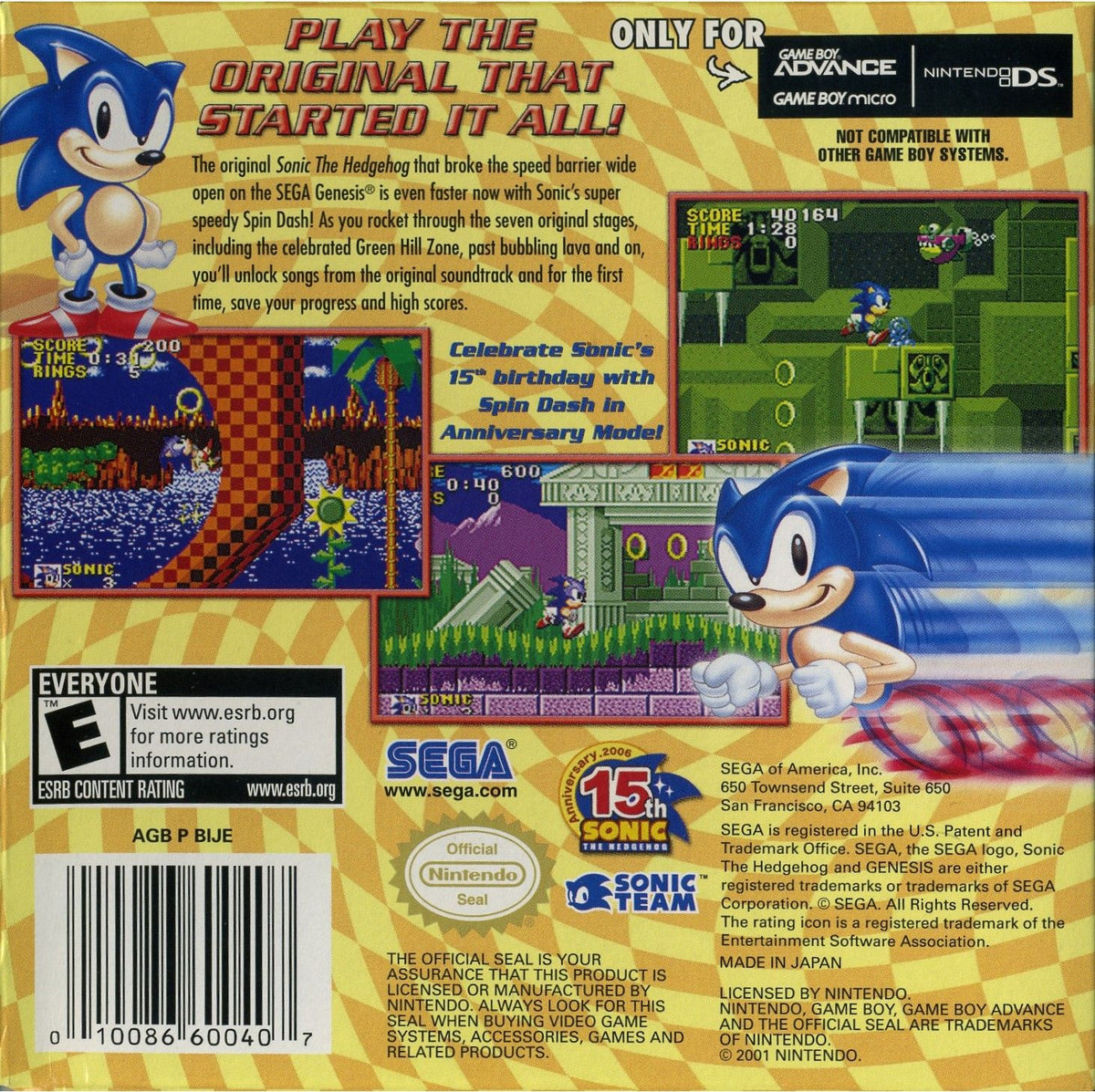 Sonic The Hedgehog Genesis for Gameboy Advance – photo 5 of 5