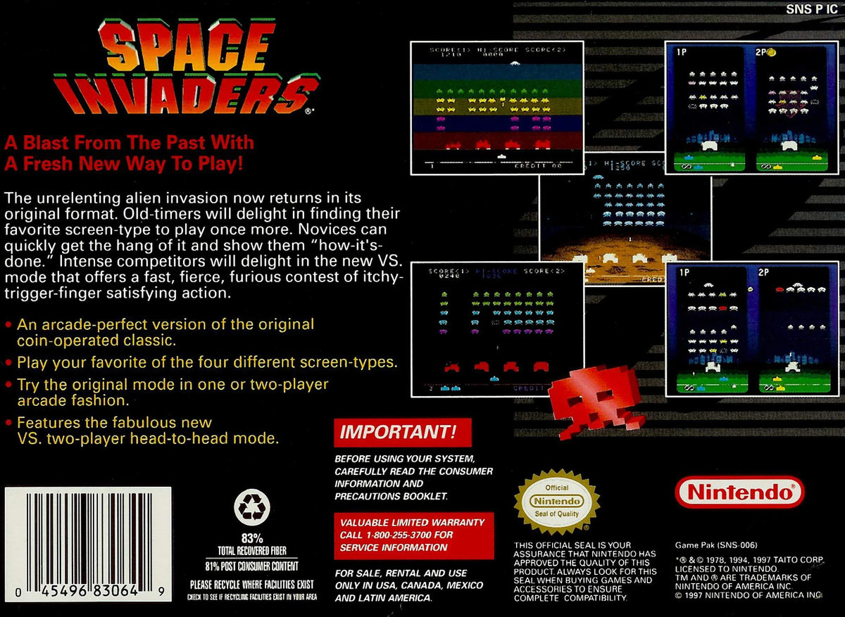Space Invaders for Super Nintendo Entertainment System – photo 5 of 5