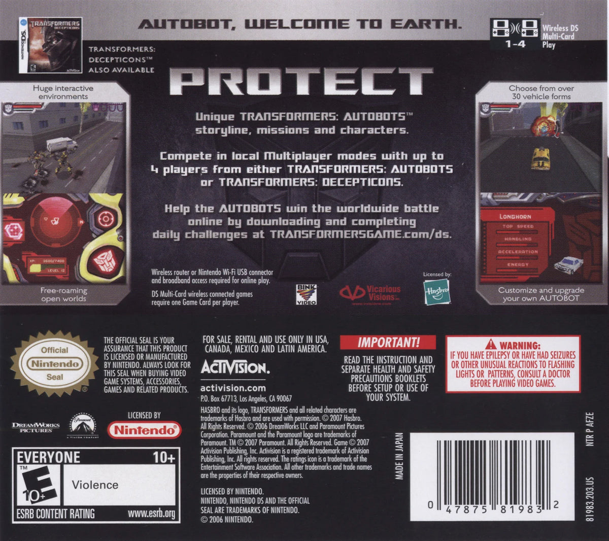 Transformers: Autobots for Nintendo DS, Pre-owned Game – photo 2 of 2