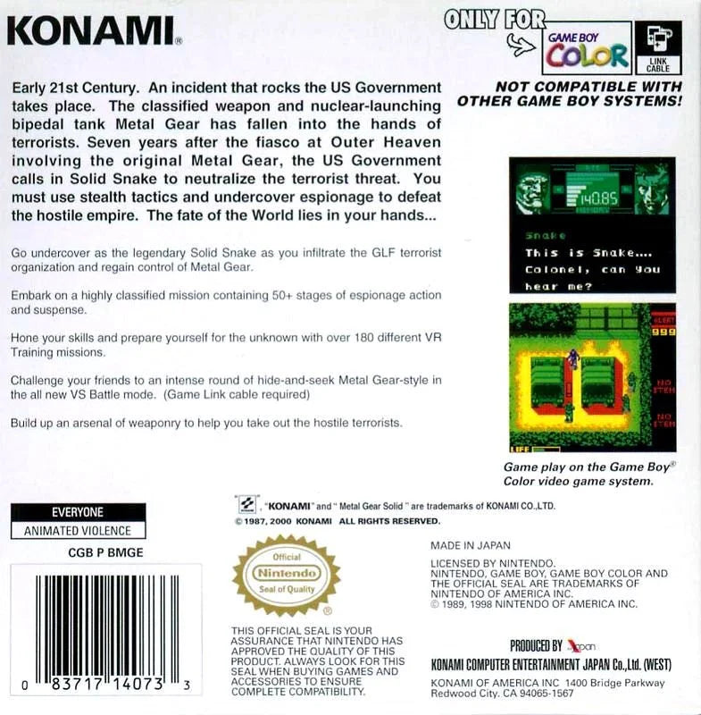 Metal Gear Solid for Gameboy Color Handheld System – photo 4 of 4